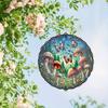 Metal Wind Chime with Mushroom Butterfly Tree Design 11.8 Inch Circular Outdoor Indoor Decor for Garden Balcony Home Holiday Gift
