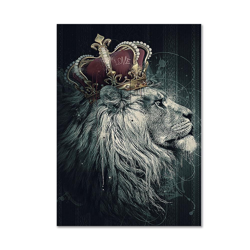 Black Lion King and Lioness Queen Poster Prints Animal Wall Art Picture Canvas Painting Home Decoration for Living Room