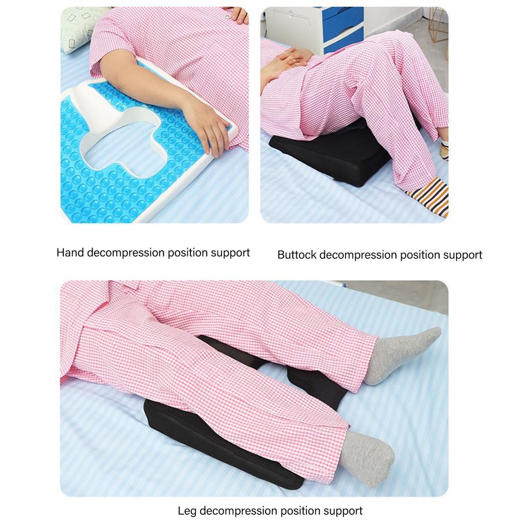 Подушка из пены с Т-образным вырезом, моющаяся, треугольная наклонная плоскость, сиденье из пены с эффектом памяти с гелевым слоем для пожилых лежачих больных, черная