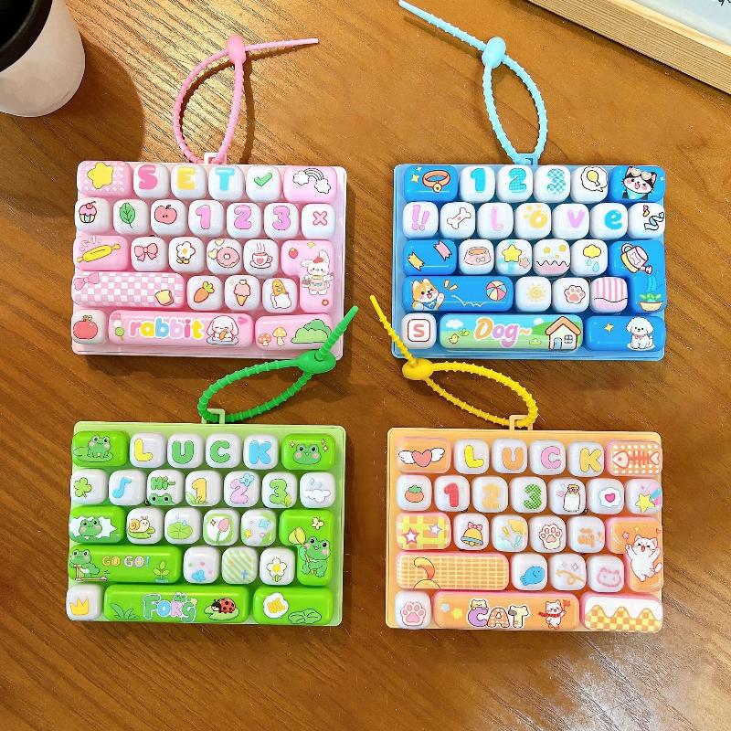 26 Grids Stress Relief Keyboard Keychain Realistic Press Fidget Toy Portable Bag Pendant Desktop Decor for Students