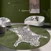 Green Round Living Room Carpet Large Area Leopard Pattern Bedroom Rug Simple Fashion Creative Decoration Coffee Table Mats Tapis