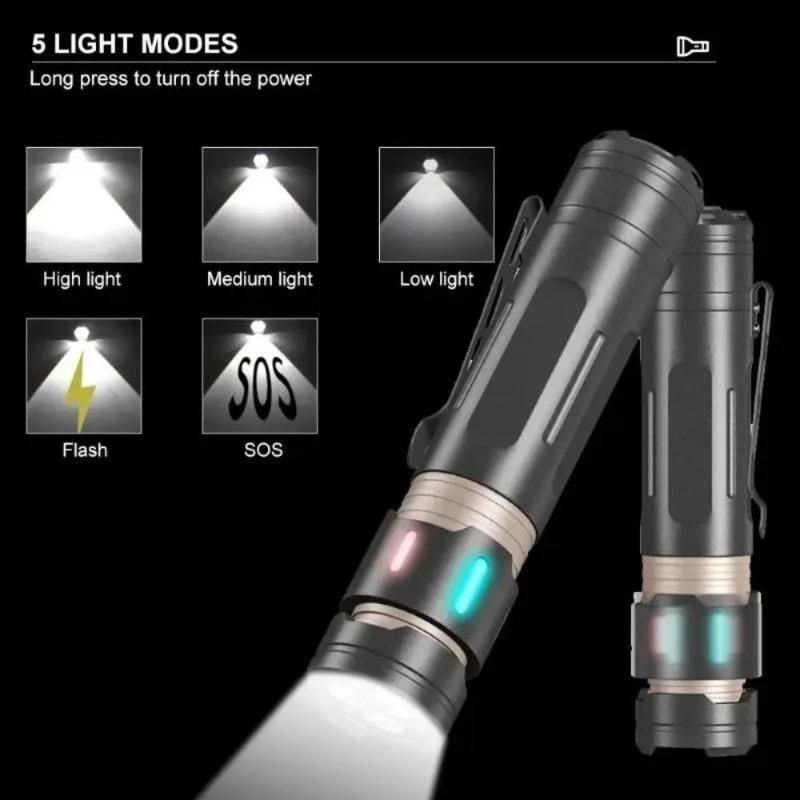 Мощный фонарик 3*XPG LED, перезаряжаемый Type-C, с зумом, фиджет-спиннер, факел со светящимися полосками, лампа для снятия стресса для кемпинга на открытом воздухе, повседневного использования
