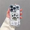 Cute Cat Claw for IPhone16promax Cream Mirror Phone Case Oil Painting for Apple15 Cartoon14