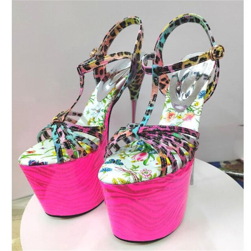 Модные сексуальные женские босоножки на лето 19 см на шпильках, туфли для стриптиза, танцевальные туфли для ночных клубов, роскошные туфли на платформе, очень высокие каблуки, цветные