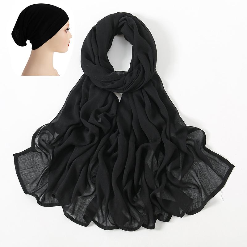 Набор из 2 шт. Вискозный Хиджаб в тон Джерси-Кепка Однотонный Хлопок Модал Мусульманские Женщины Головной Платок Мягкий Шарф Тюрбан Накидка на Голову