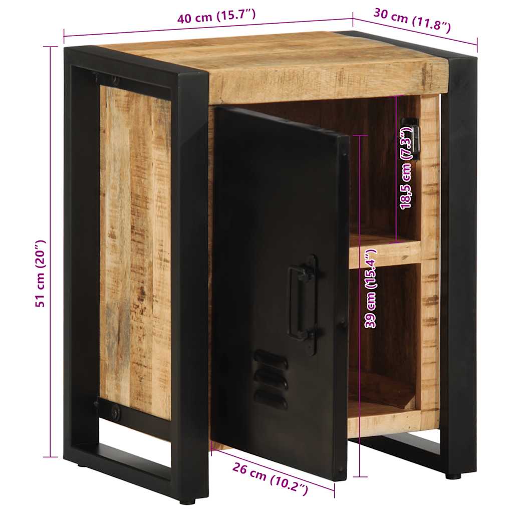 Nightstand 40 x 30 x 51 cm Rough Mango Solid Wood