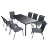 Outdoor Furniture - vidaXL - 9-piece Set - Black Steel - 6 People - Contemporary Style