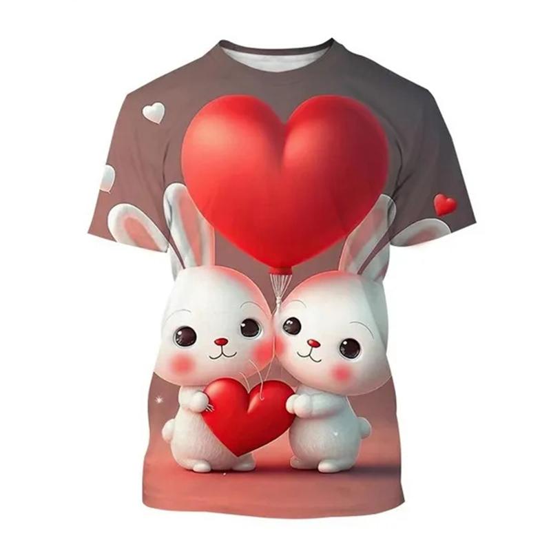 Летние милые мультяшные кролики 3D принт футболки женская уличная одежда повседневная мода Y2k футболка с коротким рукавом футболки с круглым вырезом топы одежда