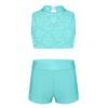 Детский кружевной топ без рукавов с цветочным принтом для девочек из 2 шт., комплект спортивной одежды, укороченный топ, спортивный костюм для тренировок в тренажерном зале, спортивная танцевальная одежда