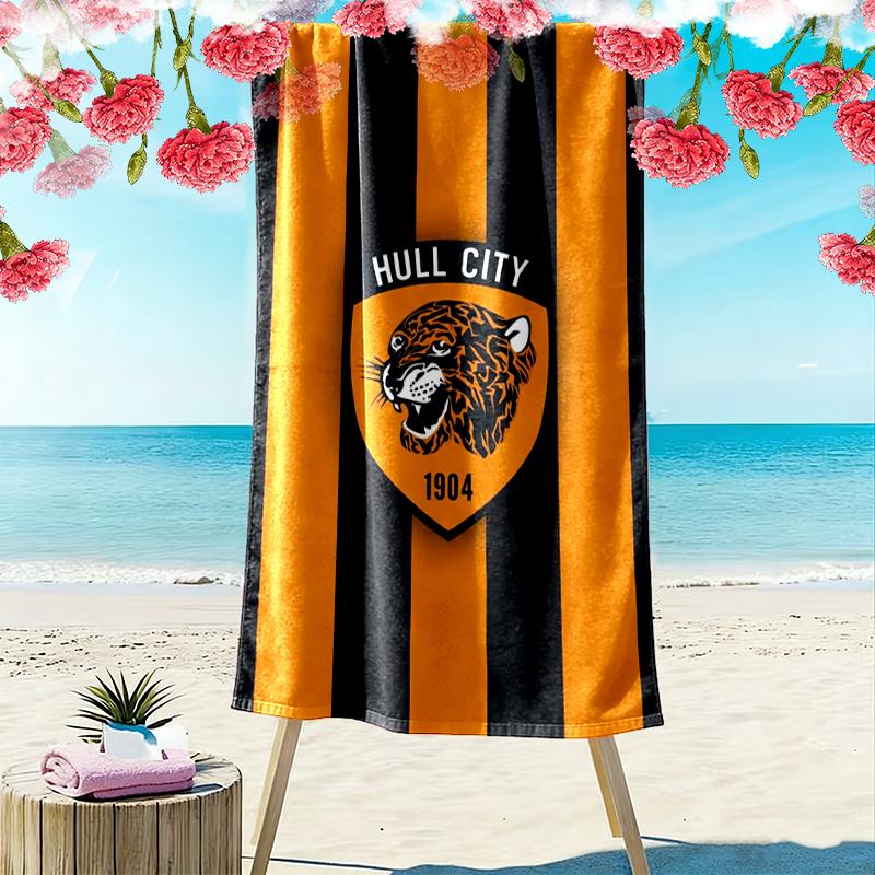 Пляжное полотенце с принтом Hull City FC, большое, мягкое, быстросохнущее, для пляжа, кемпинга, плавания