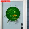 2D Flat 20*20cm1pc Happy St.Patrick's Day Three-leaf Clover&gold&hat Patterns Green Theme Round Door Pendant, St.Patrick'sDay Hanging Wooden Suitable