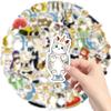 50Pcs Stationery Stickers Self-adhesive Waterproof Removable Tear-resistant Decorative Cute Cat Laptop Stickers Daily Use