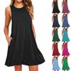 Summer Dresses For Women Beach Cover Up Tshirt Sundress Casual Sleeveless Short Dresses Tank Dress