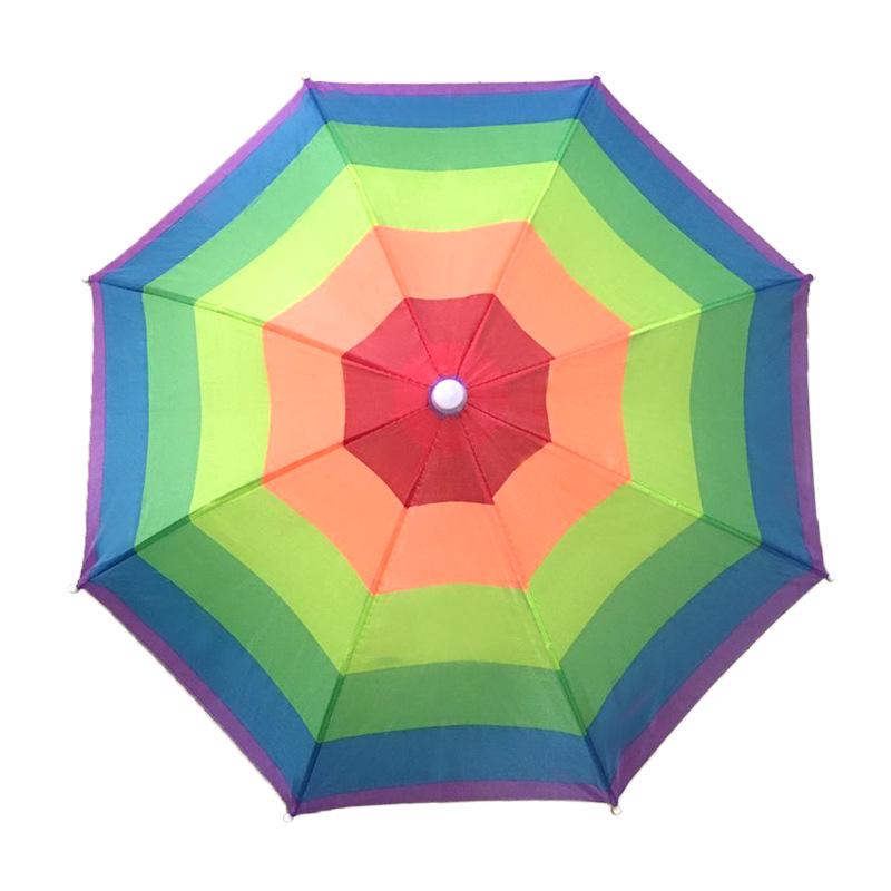 Customizable Rainbow Watermelon Umbrella Hat with Headband and Elastic Band for Outdoor Activities