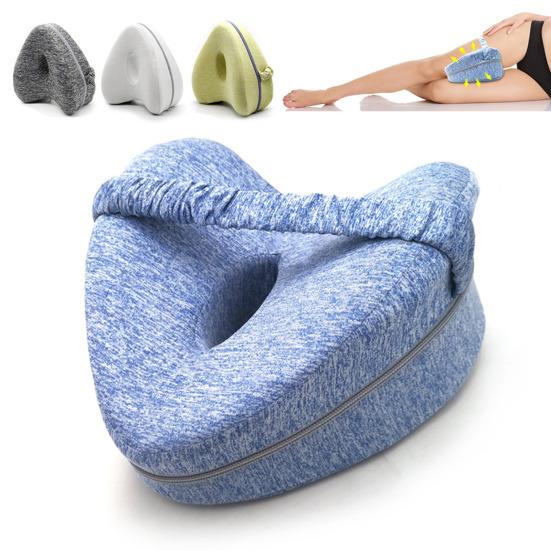 Leg Knee Pillow Memory Foam Leg Pillow with Elastic Strap Ergonomic Knee Cushion with Washable Cover for Side Sleepers Soothing Pain Relief