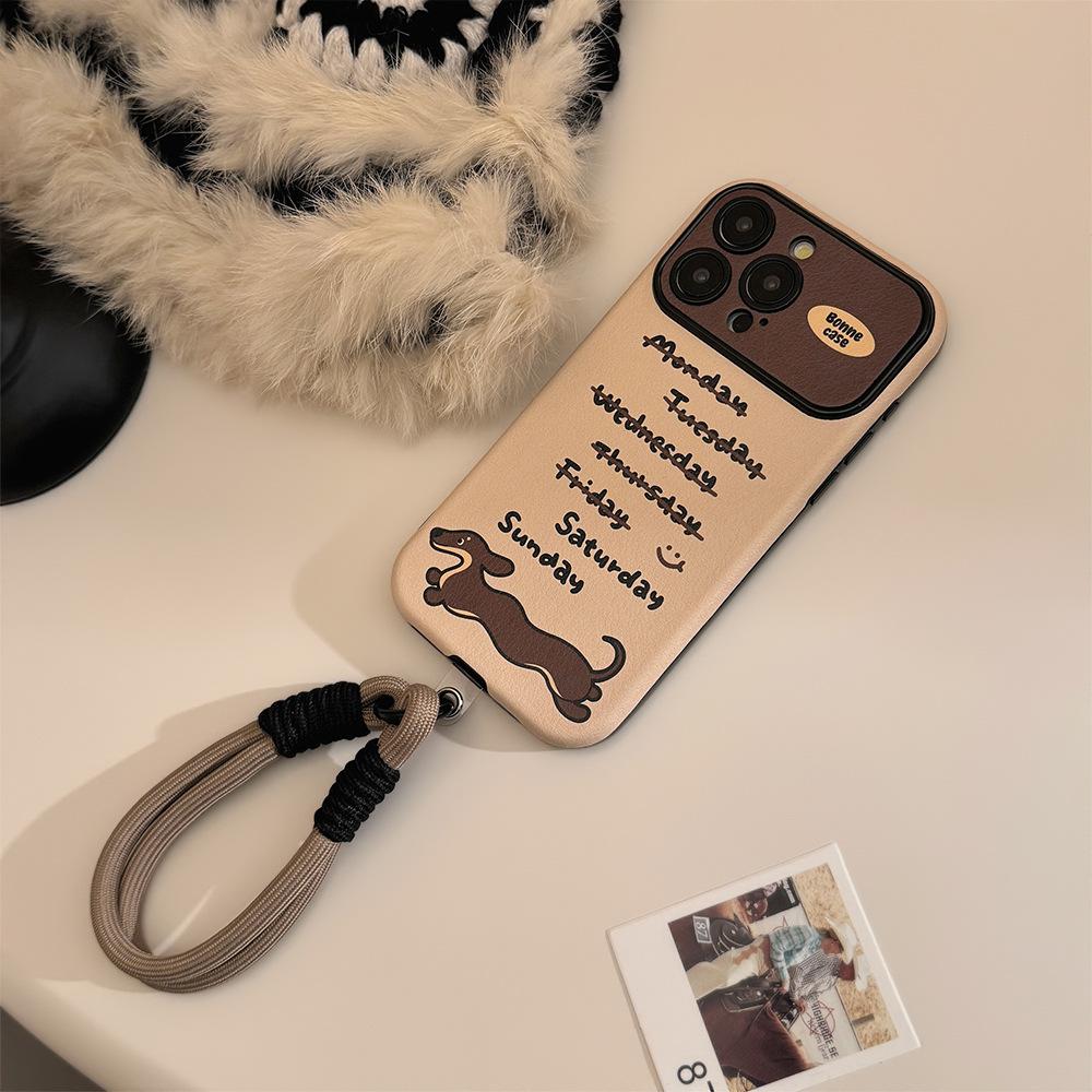 Собака такса Подходит для iPhone14 Apple 15 Чехол для мобильного телефона 16pro Max Кожа 11 Модный и крутой Личность