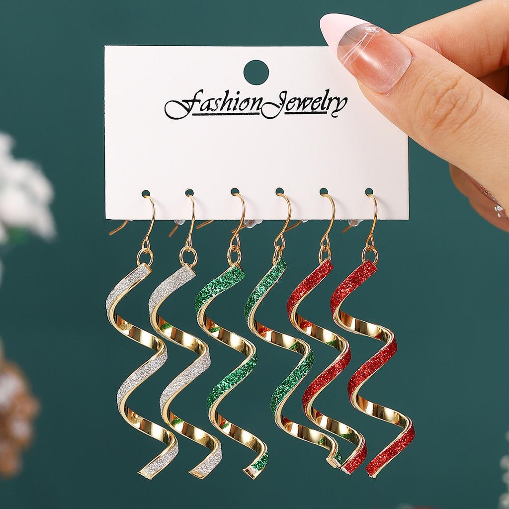 Christmas Stud Earrings Combination New Cartoon Holiday Alloy Dripping Elk Old Man Bell Earrings Set