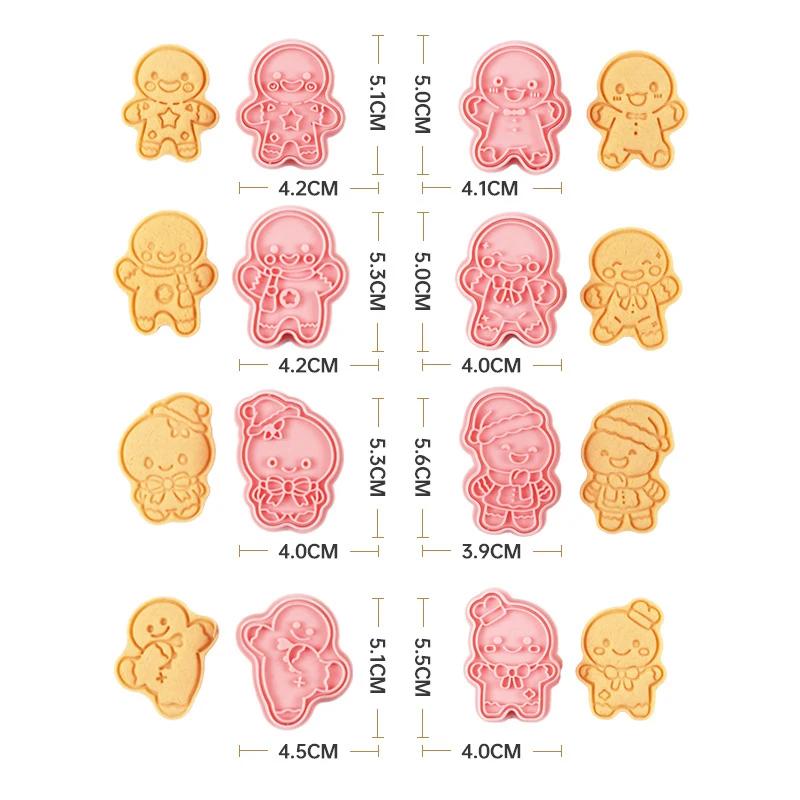 8шт/комплект Пряничный человечек рождественский печенье форма 3D глазурь печенье помадка пластиковый набор для выпечки Push-type Home Set