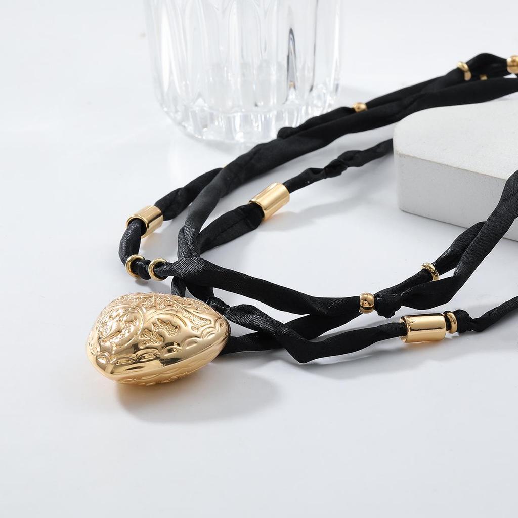 2024 Ретро Ткань Веревка Любовь Кулон Модное Ожерелье Для Дам