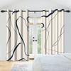 Abstract Line Art Blackout Curtains Beige Navy Minimalist Modern Curtains For Bedroom Living Room Decor Thermal Window Drapes