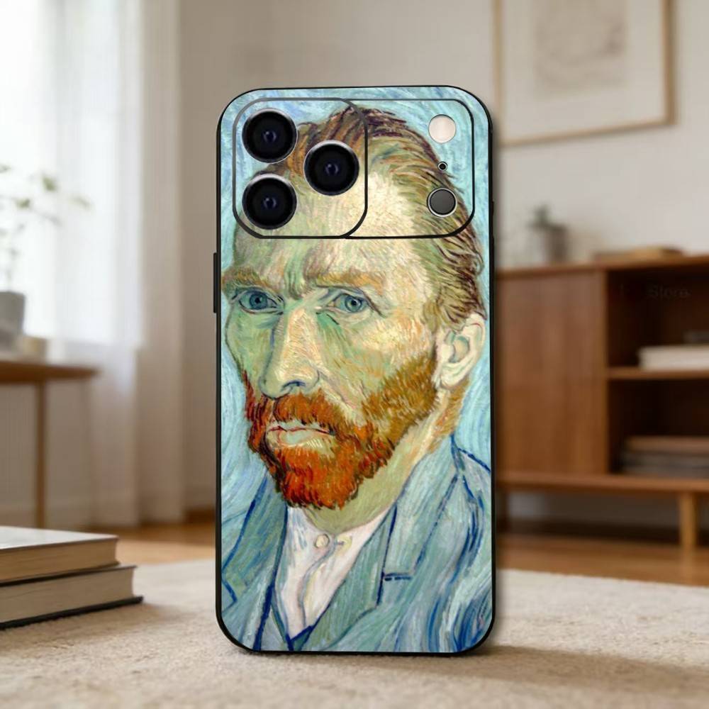 R-Ретро V-Ван G-Гог O-Масляная P-Живопись Чехол для телефона Для iPhone 17,16,15,14,13,12,11 Plus,Pro Max,XS,Мягкий силиконовый Черный чехол