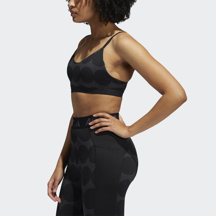 Adidas Am Marimekko Низкоинтенсивный компрессионный спортивный бюстгальтер для тренировок женское нижнее белье черный H16923