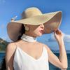 Women's Large Brim Straw Hat - Summer Sun Protection for Seaside Travel and Vacations