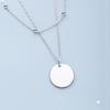 S925 Stamp Silver Color Double Layer Round Disc Pendant Necklace Gold Color Bead Chain Charm Necklace For Women Jewelry S -N574