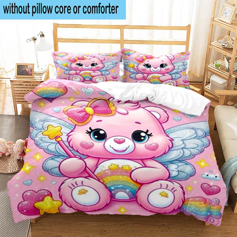 3PCS Rainbow Bears 3pcs Bedding,Including 3PCS Duvet Cover And 2pcs Pillowcases Perfect for Christmas,Ideal for Bedroom, Dormitory