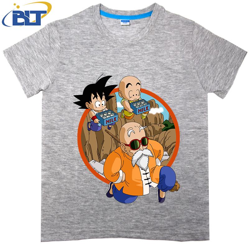 Dragon Ball Z Goku Krilin Roshi Print Kids Cotton T Shirt for Boys Girls 100 160cm Anime Cartoon Tee