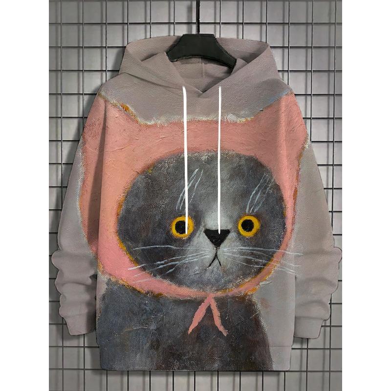 Осень и зима, новая мужская толстовка с капюшоном с 3D-принтом на все тело в японском стиле с черной кошкой, унисекс, повседневная модная мужская толстовка с капюшоном, уличные мужские топы