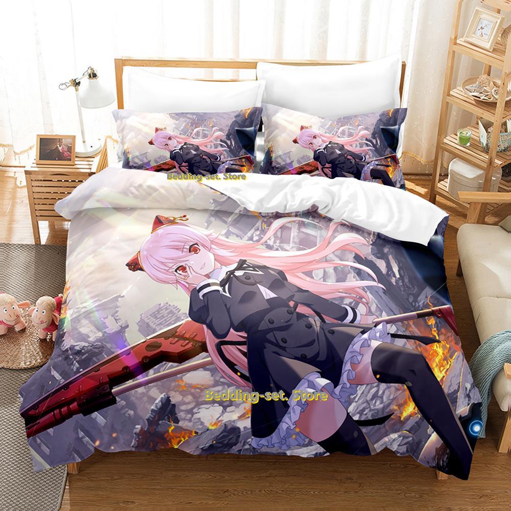 Assault Lily Bouquet Комплект постельного белья Односпальный Полуторный Двуспальный Евро Евро-Макси Размер Постельное белье Взрослый Детская Спальня Трех peças Аниме Простыня Se