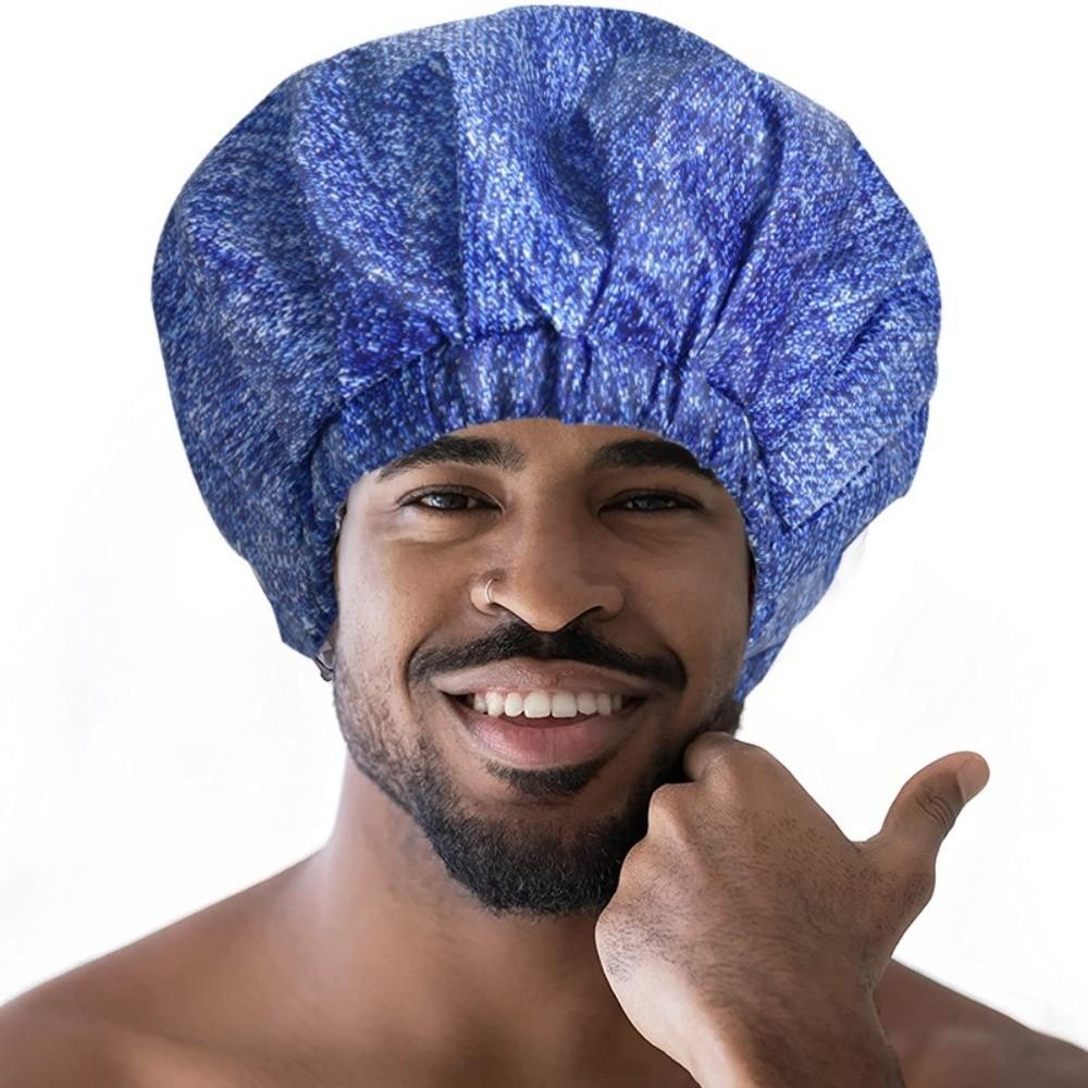 Waterproof Double Layer Bath Cap Anti-Fouling Shampoo Cap Print Hat Shower Cap  Swimming