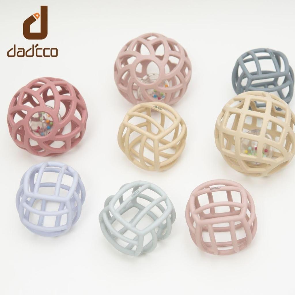 Daddykko Baby Ball, Silicone Ball, Baby Toy, Rattle, Educational Toy for 0 Year Olds, Macaron Ball Rattle (Rose Pink (with Rattle))