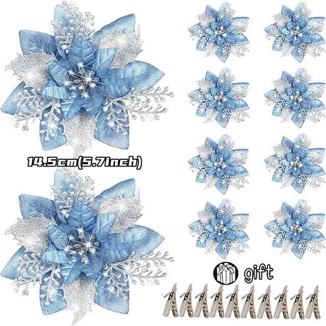 10/5/1 шт. 14,5 см блестящие искусственные рождественские цветы Рождественская елка украшения счастливый Новый год украшения рождественские искусственные цветы natal