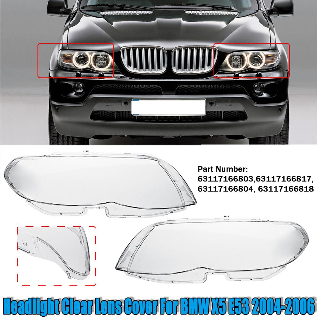 Для BMW X5 E53 2004 2005 2006 Передняя крышка фары левая+правая прозрачная крышка фары прозрачный абажур