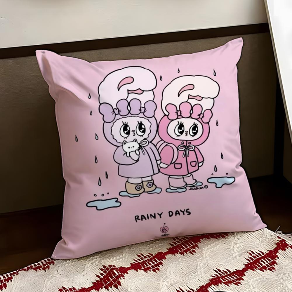 Cute EEsther Bunny Pink Cushion Cover Reversible Soft Durable Pillow Cover Home Car MultiScene Use for Daily Comfort