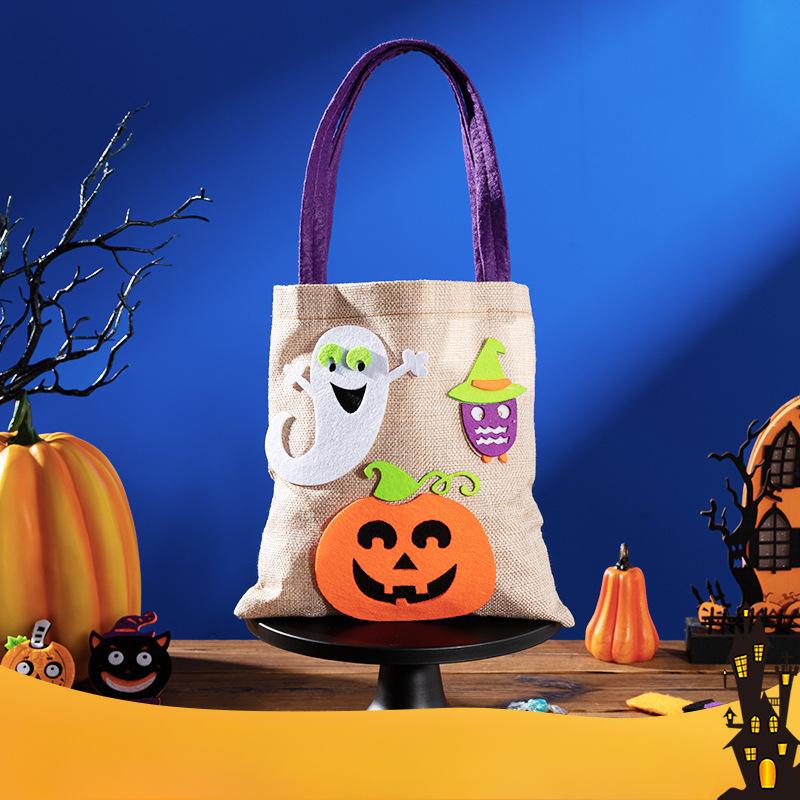 Хэллоуин Тыква Узор Сумка-тоут Многоразовая Ручная Сумка для Конфет Trick or Treat Нетканые Сумки для Украшений для Вечеринки на Хэллоуин