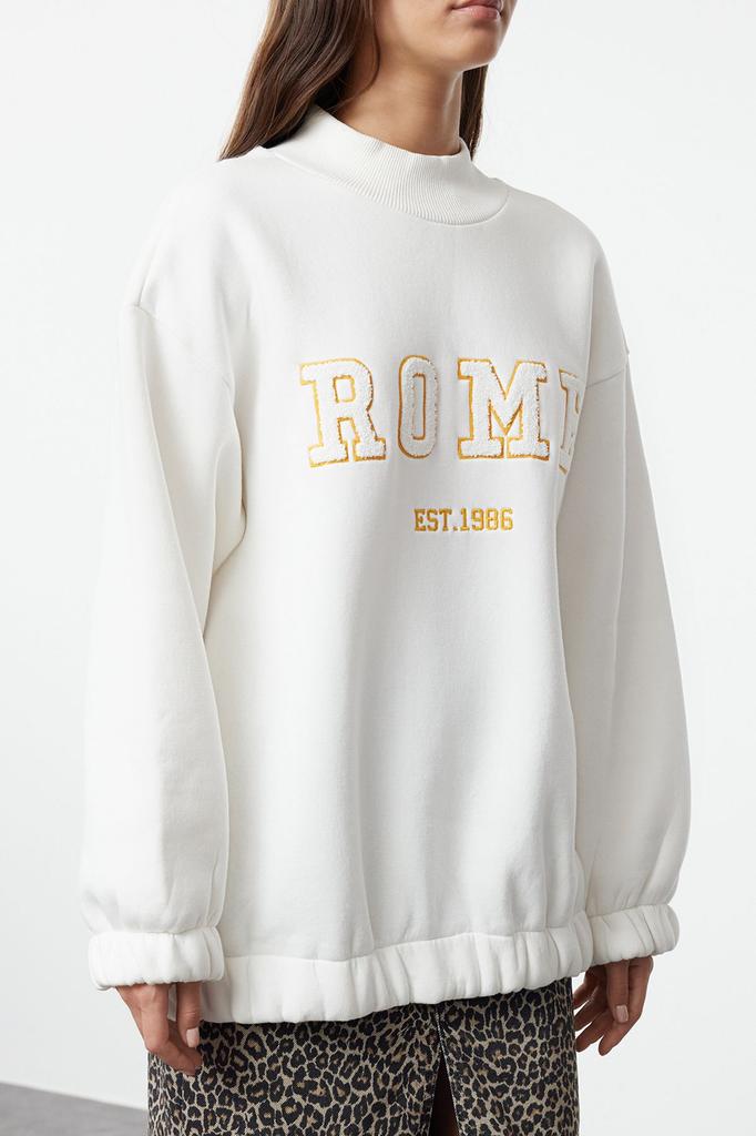 Женская модная стильная толстовка зеленого цвета с подробной вышивкой, широкий вязаный свитшот оверсайз