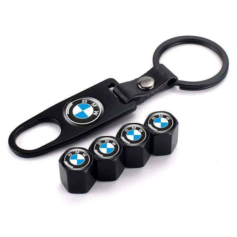 4Pcs BMW Logo Metal Tire Valve Stem Caps Dustproof Wheel Air Caps with Valve Removal Wrench Keychain Auto Exterior Styling Acces BM5