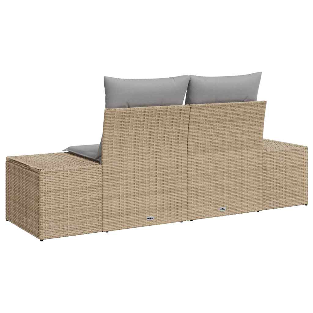 Garden Sofa with Cushions Beige 184 x 62 x 69 cm Poly Rattan