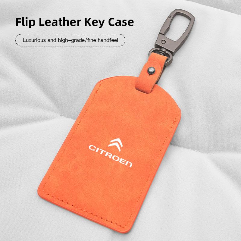AJFJ2 Suede Car Key Card Cover Keychain Car Key Accessories For Citroen Picasso Jumper Cactus Saxo C6 2CV VTS DS3 DS4 DS5 Xsara Grand