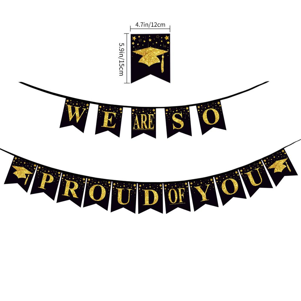 Congrats Grad Paper Flag Graduation Season School Reunion Party Decoration Bronzing Banner