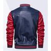 Men's High-quality Baseball Jacket, Patchwork Color Embroidered Printed PU Leather Jacket, Motorcycle Jacket, Autumn Jacket