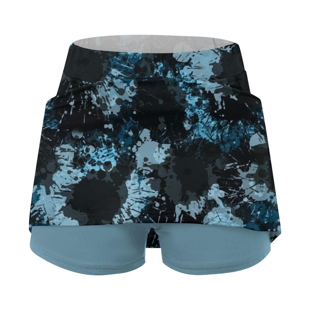 Женская юбка, эластичные брюки-кюлоты для йоги для женщин, спортивные шорты с принтом, легкие узкие однотонные бегуны с высокой талией