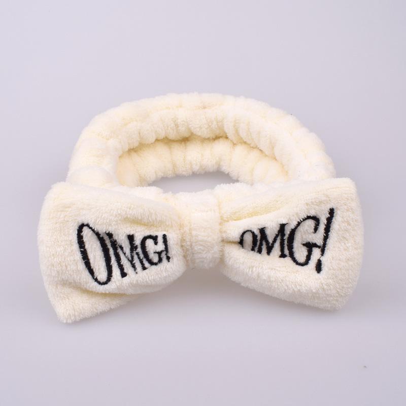 Custom Logo SPA Bowknot Hair Lace Sports Headband Adjustable Elastic OMG Hair Band for Women and Girls Yoga Shower Wash