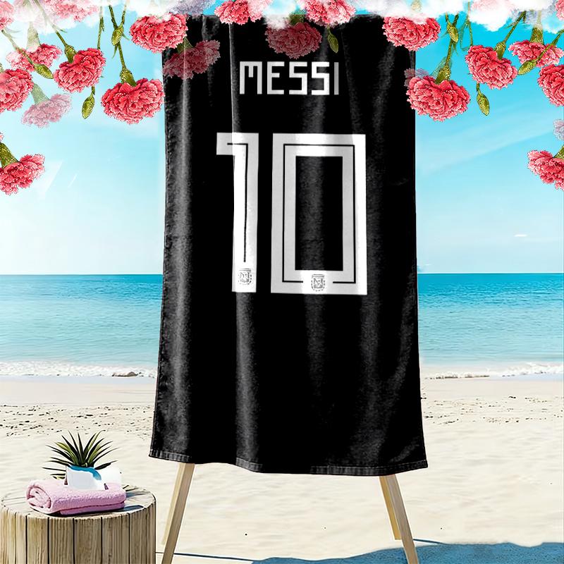 Football Star Messi Beach Towel, Lightweight Beach Towel, Tropical Style, Ideal Holiday Gift For Family