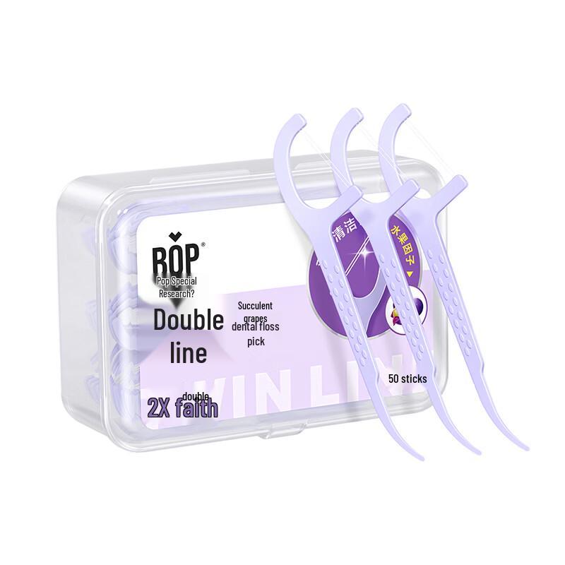 Bop Double-Line Floss Sticks - Grape & Peach 8-Pack (400 Count)