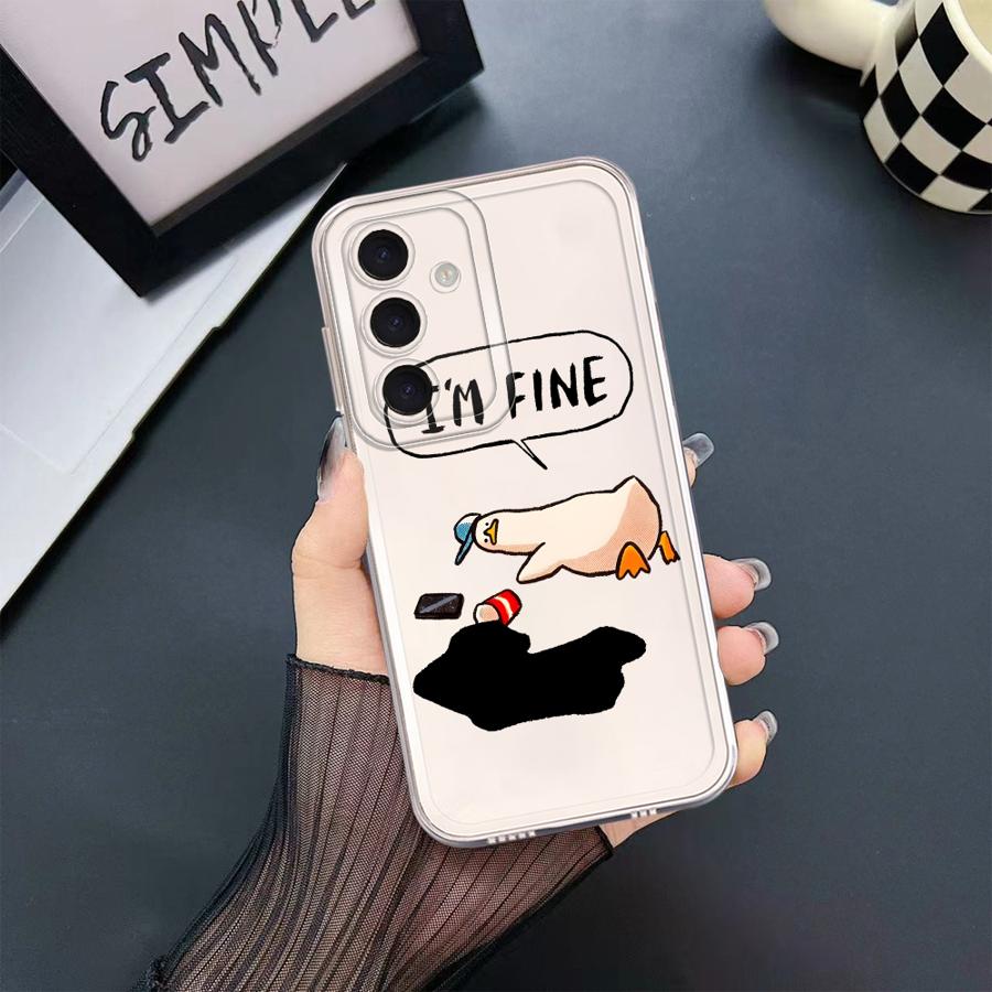 Мультяшный чехол-утка для Samsung Galaxy A57 A26 A24 A56 A25 A51 A34 A35 A52 A36 A37 A55 A54 A15 A52 A17 A14 A16 Чехол для телефона A23 A31