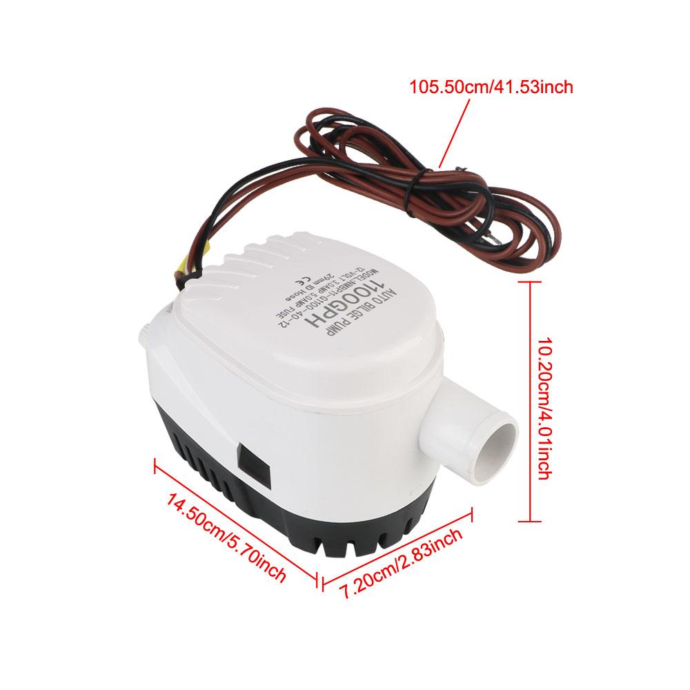 Automatic Boat Bilge Pump Motor Seaplane Small Yacht Boat Volt Submersible Water Electric Pump Auto with Fuse 1100GPH Outdoor DC 12V/24V